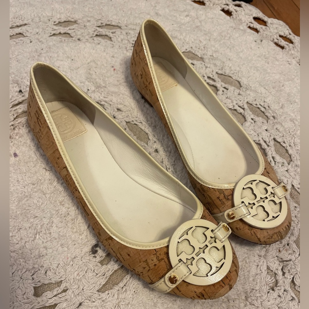 TORY BURCH Reva Cork Ballet Driving Flats Women's Sz 10